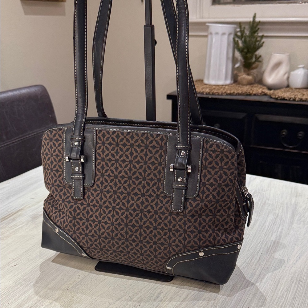 Vintage Y2K Relic Black and Brown Patterned Shoulder Bag